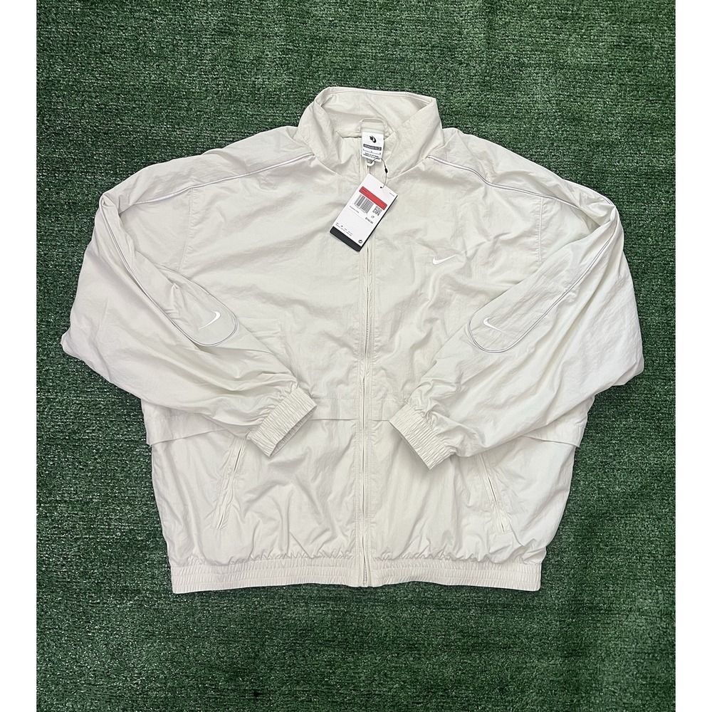 Nike Sportwear Solo Swoosh Woven Track Jacket Light Bone Men's Large FB8622-072